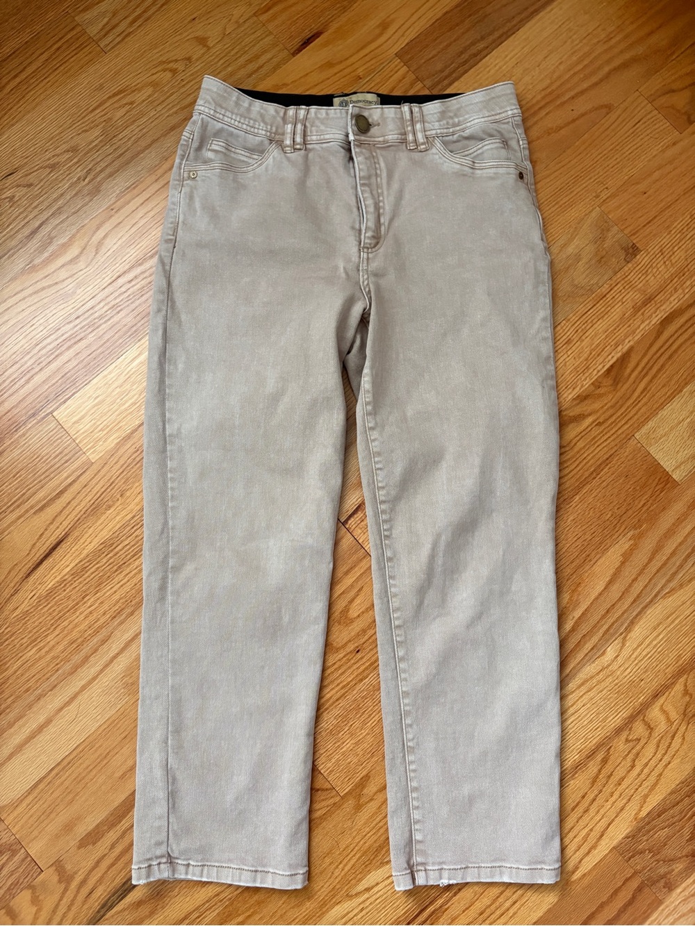 Democracy Light Beige Straight-Leg Jeans